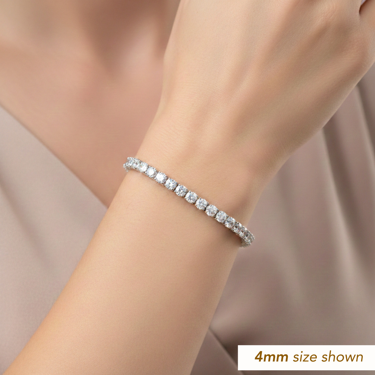 925 Solid Sterling Silver Round Brilliant CZ Tennis Bracelet 2.5mm 3mm 4mm 5mm