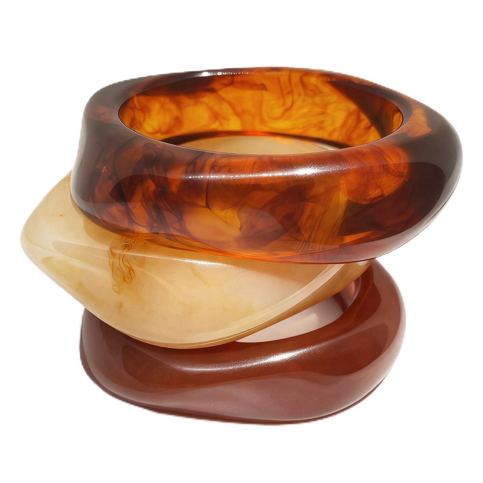 Chunky Resin Acrylic Bangle Bracelets for Women, Colorful Wide Geometric Bang