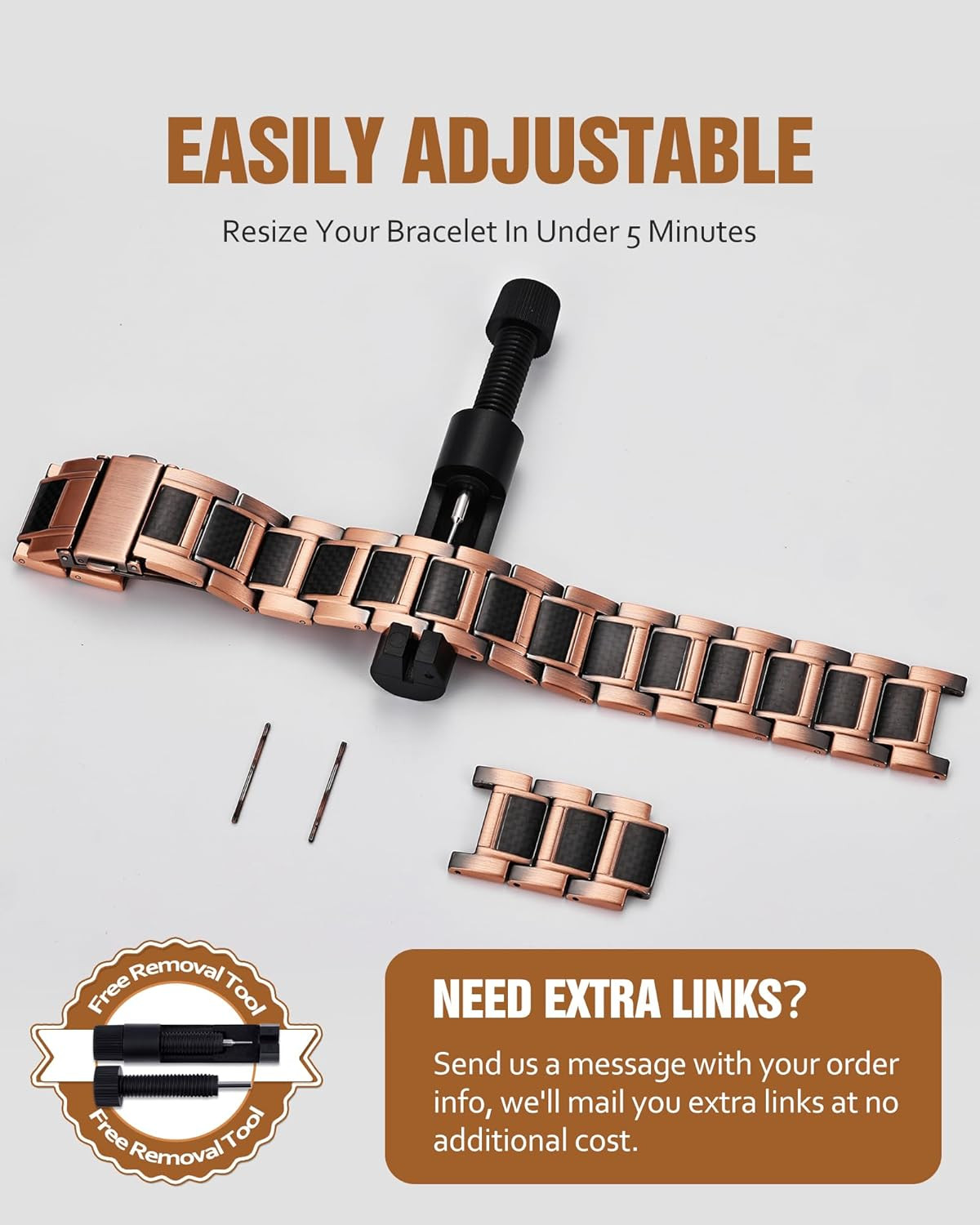 Copper Magnetic Bracelet for Men, 3X Strength Pure Copper Bracelet for Men,Ideal