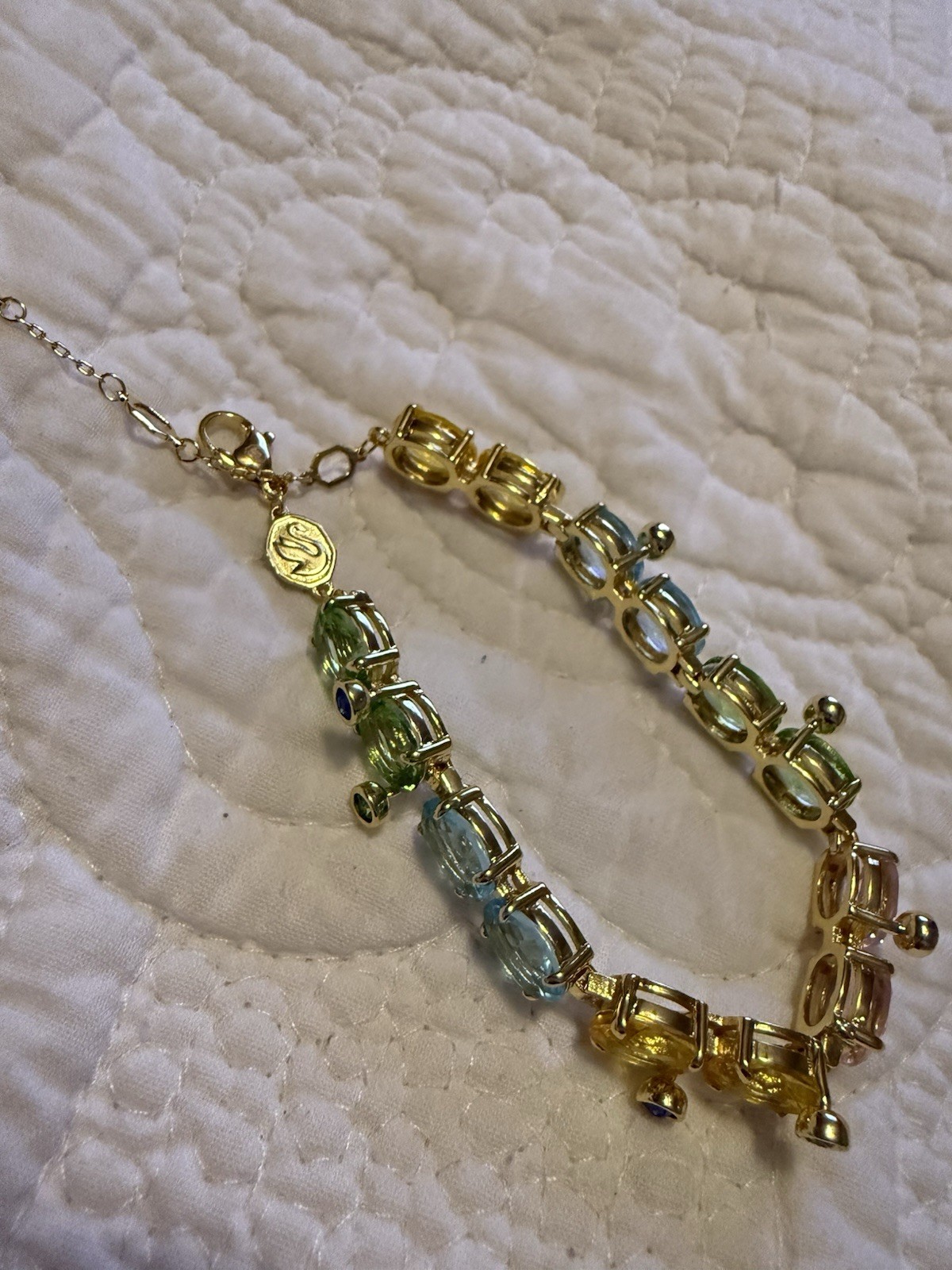 Swarovski Multicolor Crystals Bracelet with Lobster Clasp, 8 in Round