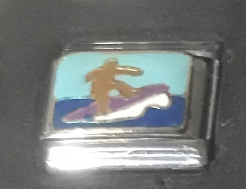 Surfer Surfing Enamel WHOLESALE ITALIAN CHARM 9MM K52