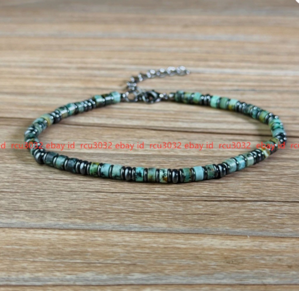 Natural Turquoise Hematite Bracelet Minimalist Men Jewelry Healing Energy Gifts
