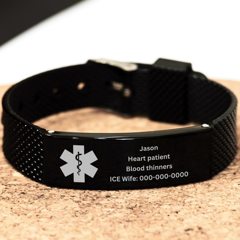 Personalized Medical Alert Bracelet, Custom Medical ID Bracelet, Medical ID Tag