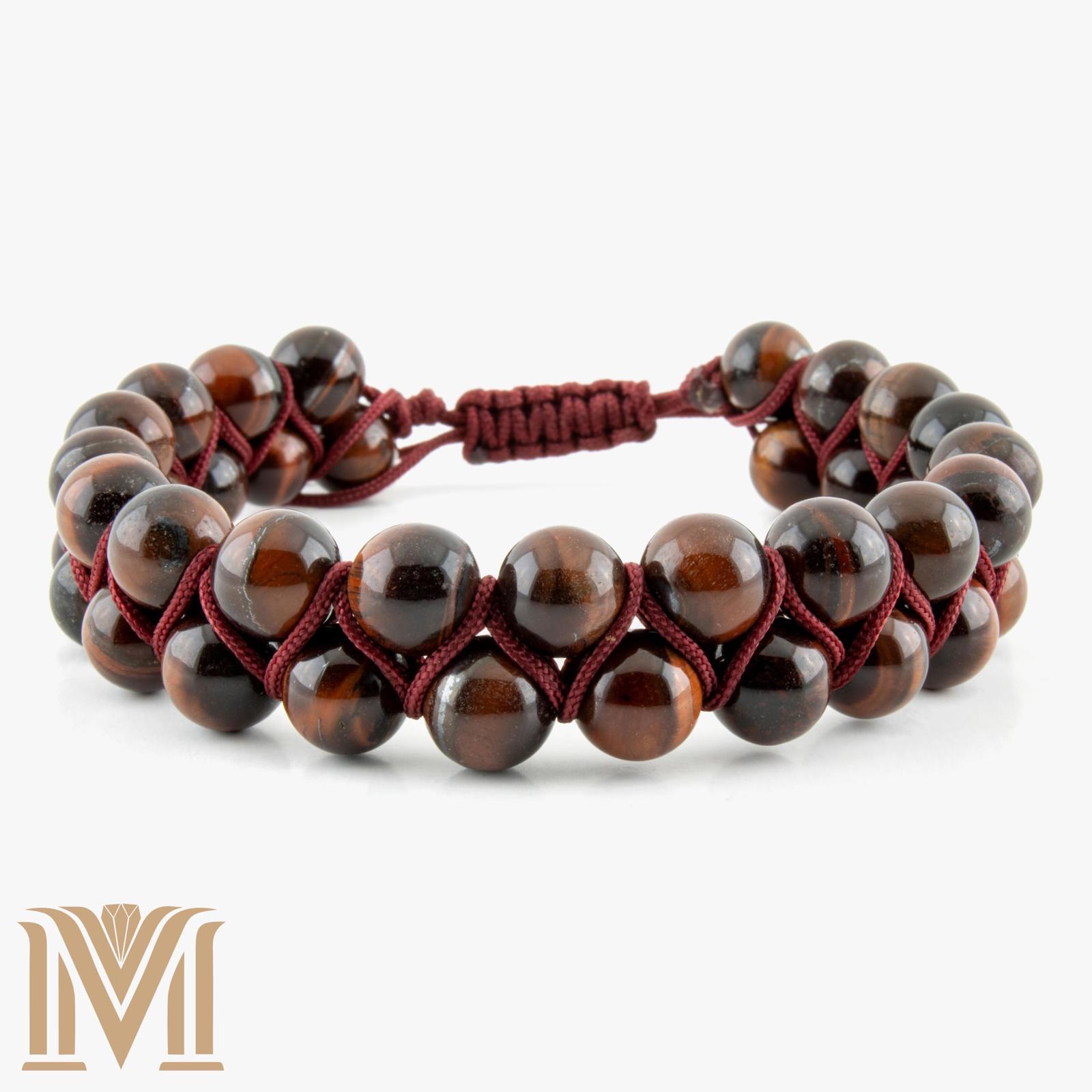Handcrafted Red Tiger Eye Bracelet – Adjustable Double Layer Design