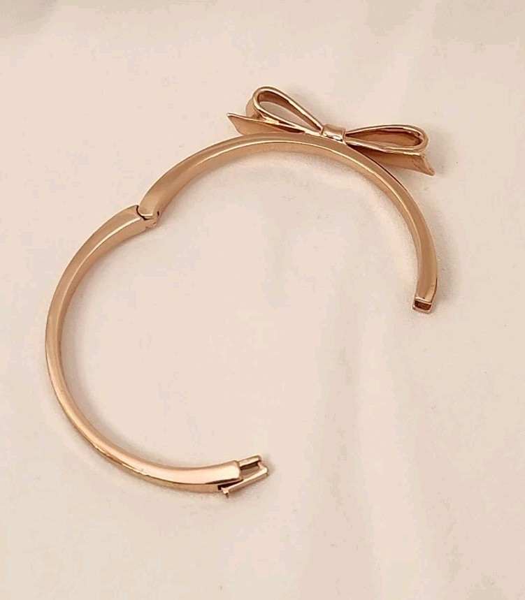 KATE SPADE New York Bow Hinged Bangle Bracelet Rose Gold Tone 2.25”