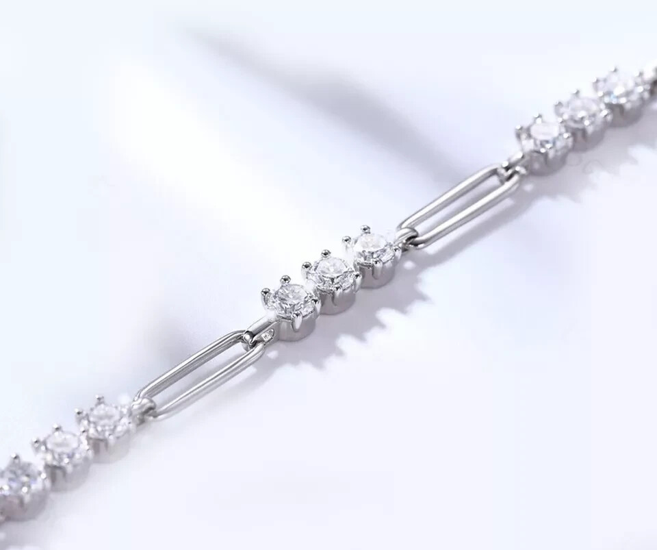 5.50 Ct Round Simulated Diamond 14K White Gold Plated Stylish Tennis Bracelet