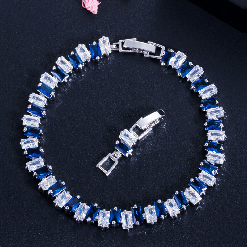 Multicolor Crystal Bracelet Silver Plated Cubic Zirconia Weddings Party Jewelry