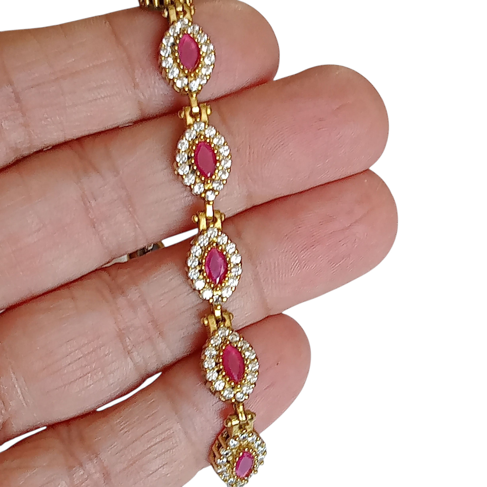 925 Sterling Silver and Bronze Turkish Handmade Ruby Adjustable Bracelet