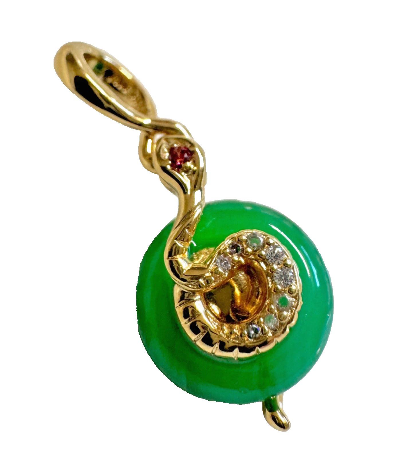 Pandora Snake Green Murano Glass Dangle Charm 14k gold plating 763617C01