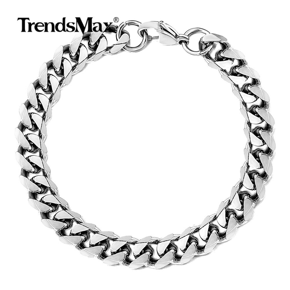 Men’s Chain 3/5/7/9/11mm Stainless Steel Bracelet Silver Curb Cuban Link 7-11″