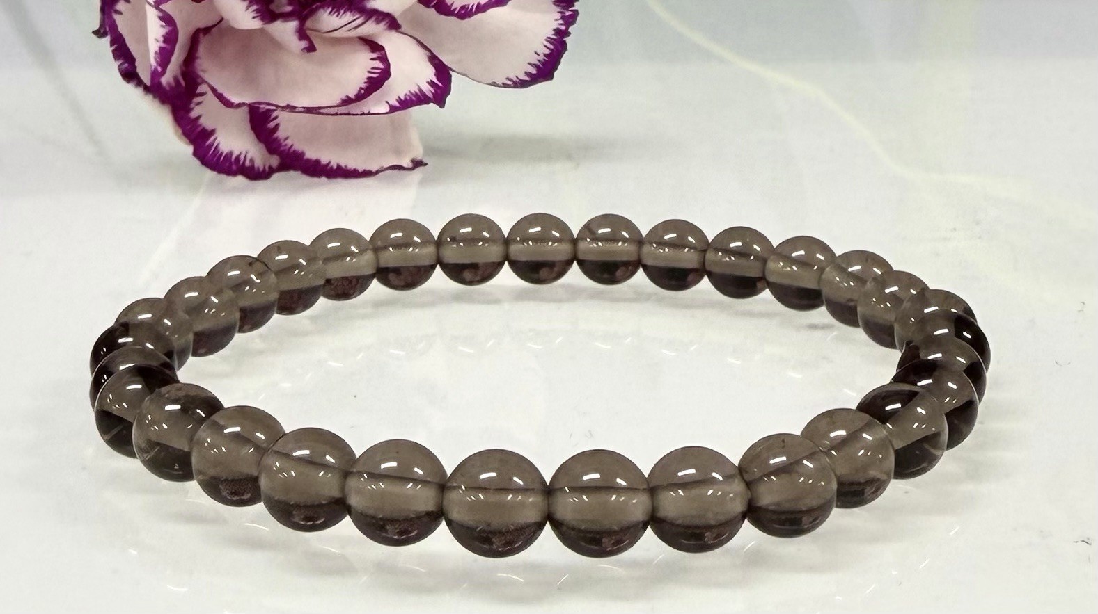 Wholesale Lot 6 Pcs Ice Obsidian 6mm 7.5” Crystal Healing Stretch Bracelet