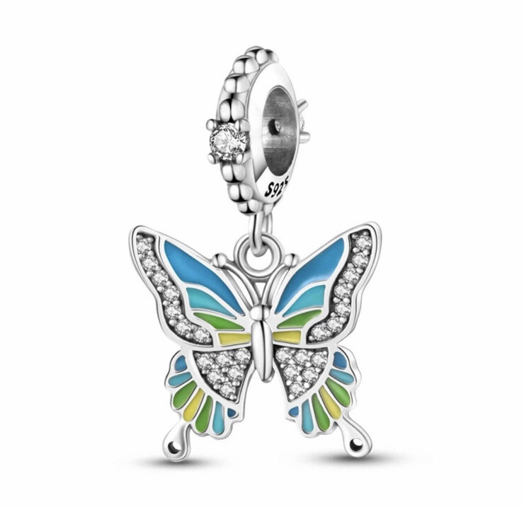 Butterfly Charm, S925 Silver Stamped Charm for Bracelet, Butterfly Jewelry
