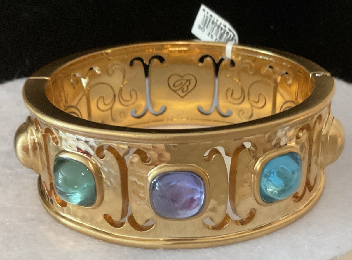 OH SO VIBRANT BRIGHTON NWT VERSAILLES AMALIA BRUSHED GOLD CABOCHON HINGED BANGLE