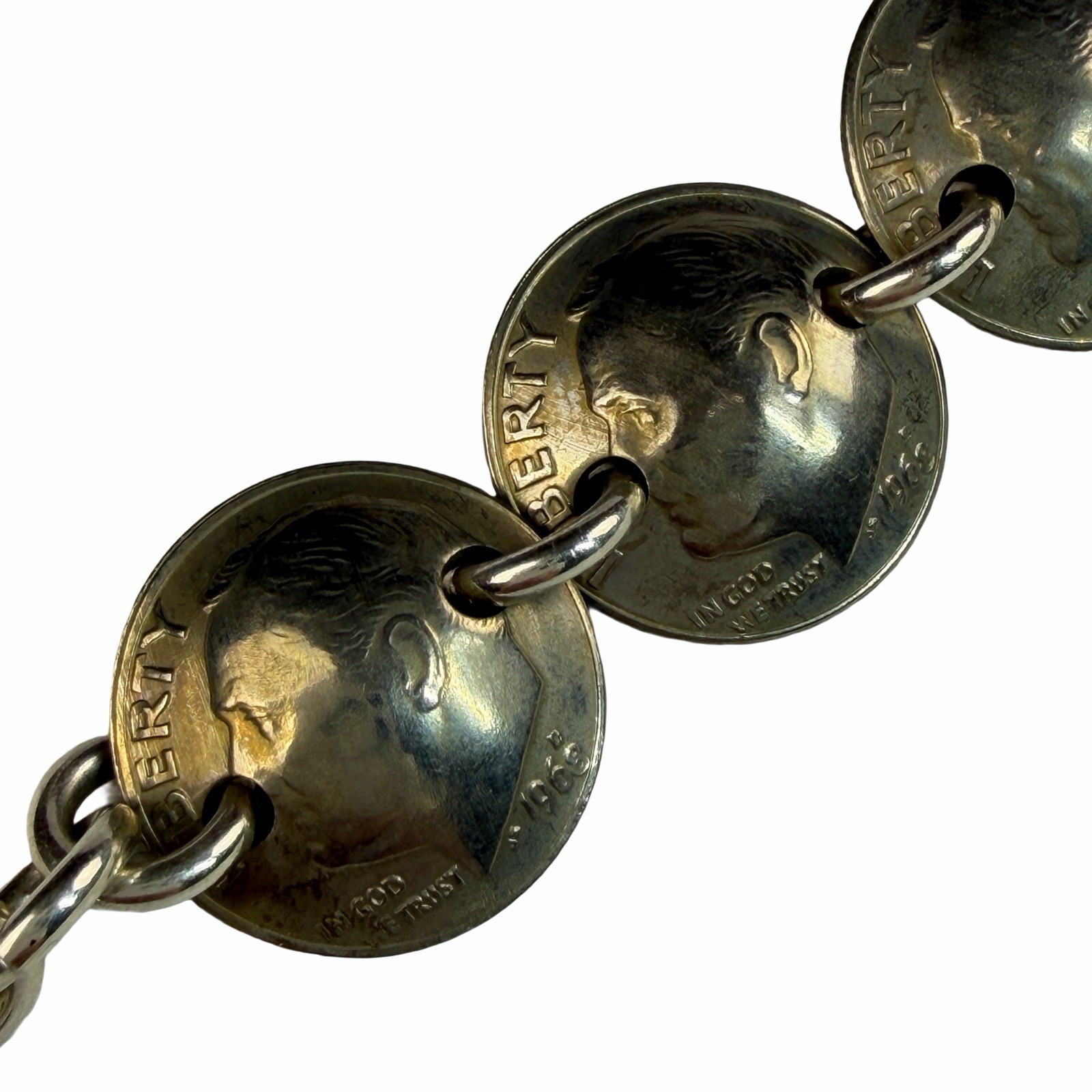 Vintage 1968 DIME US COIN BRACELET 8″