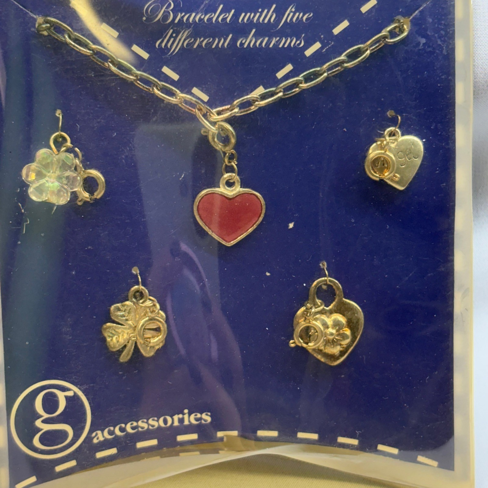 G Accessories Charm Bracelet Women OS Gold New Vintage 90s Heart Clover Angel