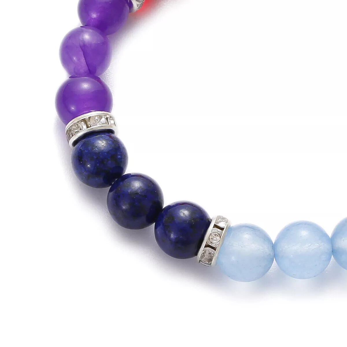 Rainbow 8mm Bead Gems 7 Chakra Bracelet Healing Crystal Meditation Yoga Jewelry