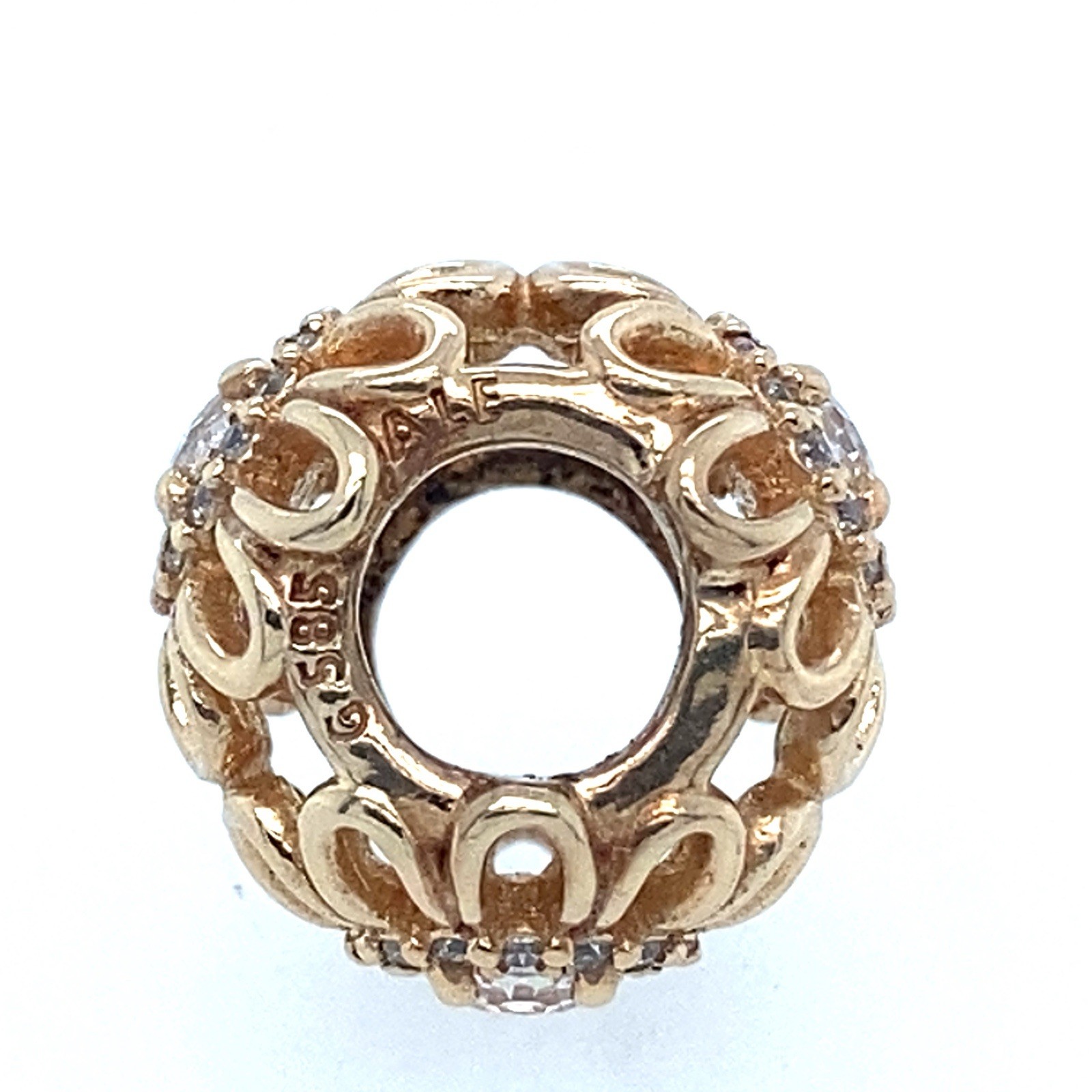 Pandora 14K Gold Floral Brilliance Flower Cutout Cubic Zirconia Bead Charm