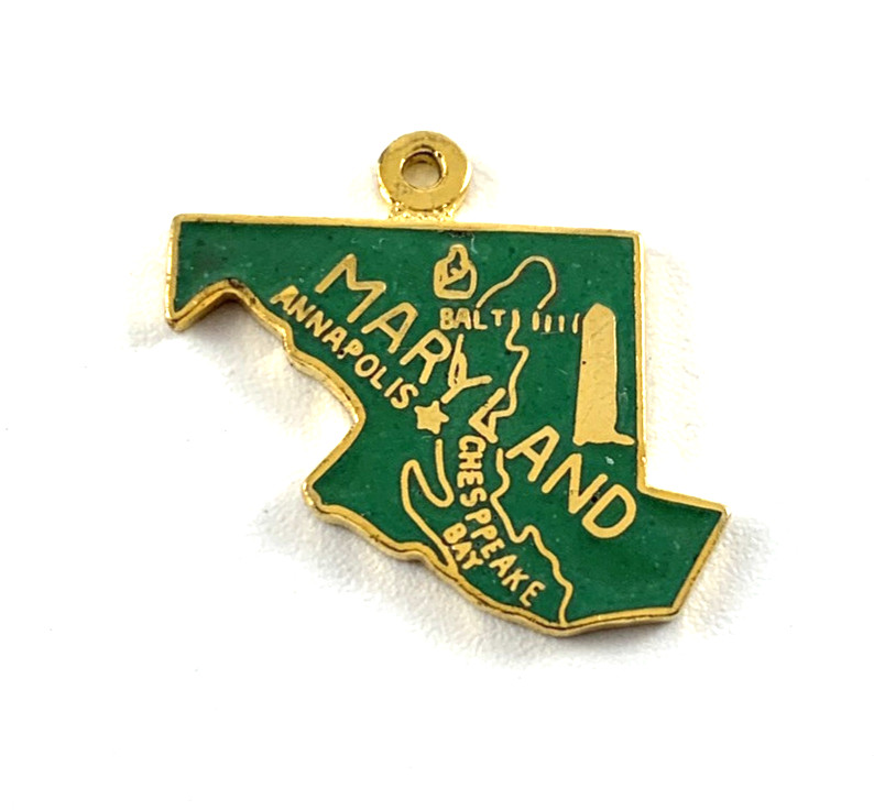 Maryland State Charm Enamel | Brass | 3/4″ x 1/2 | New Old Stock