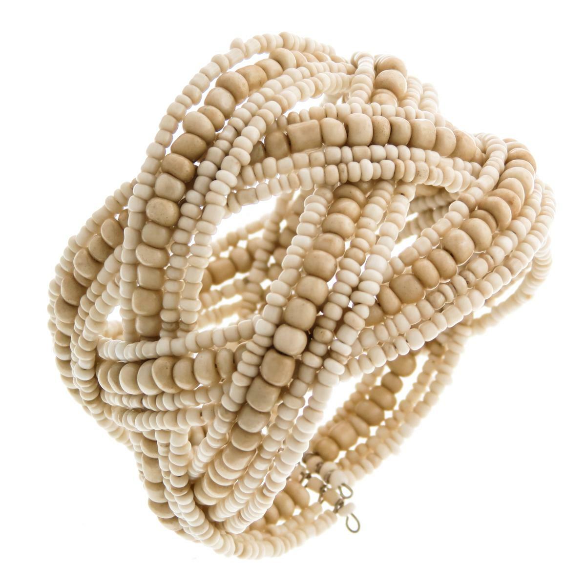 7″ Bohemian Beaded Braided Memory Wire Cuff Bangle Bracelet, Many Colors