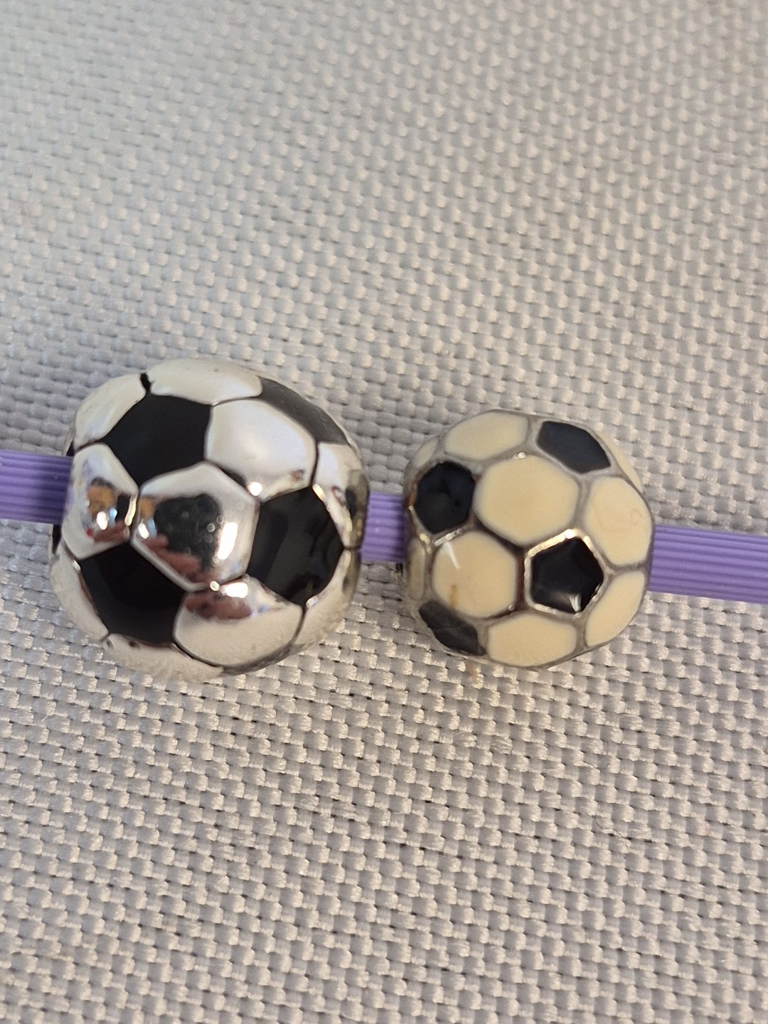 2 Soccer Balls Football Team Sports Silver Charms Bead fit for bracelet