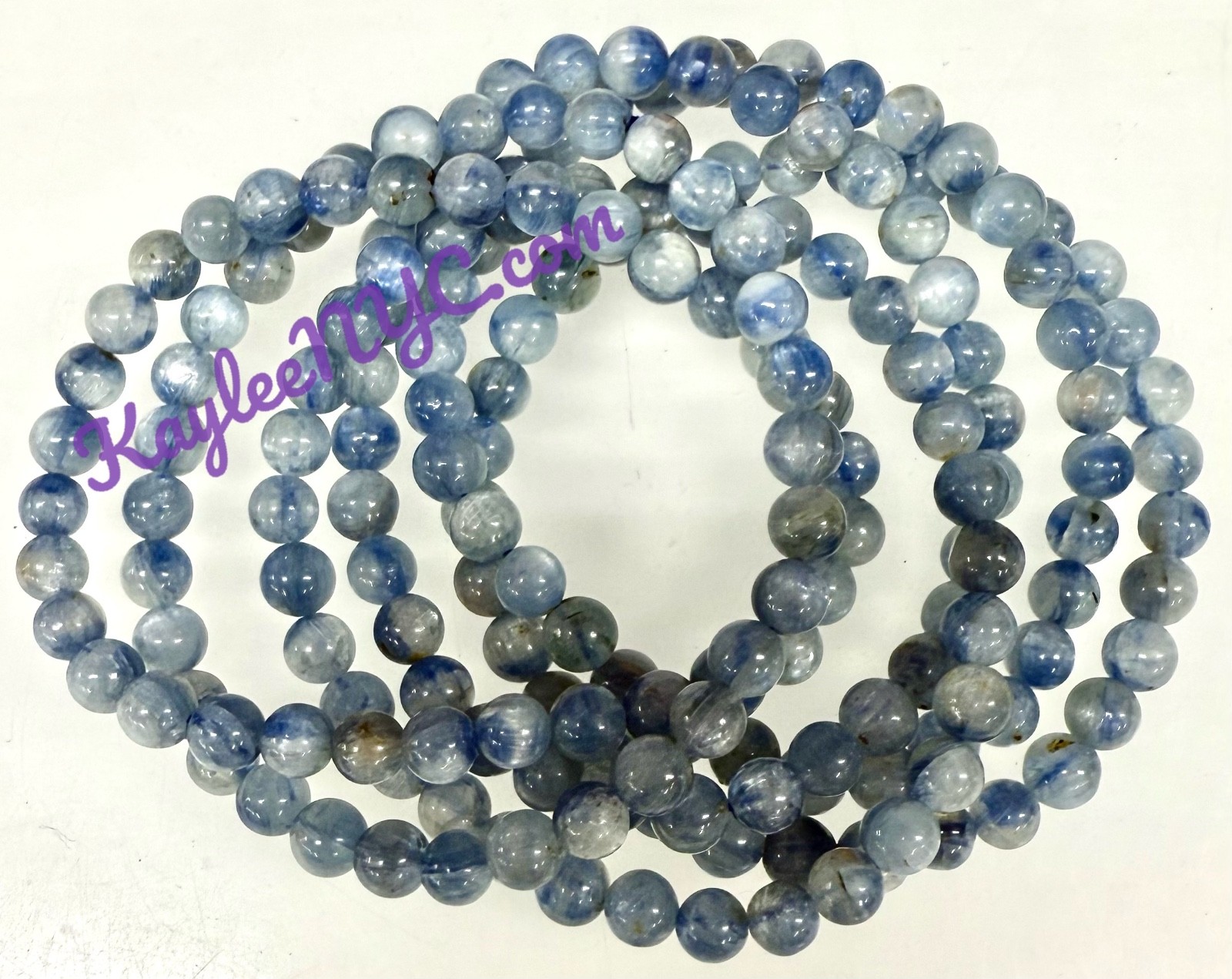 Wholesale 6 Pcs 6mm Natural Blue Kyanite 7.5” Crystal Healing Stretch Bracelet