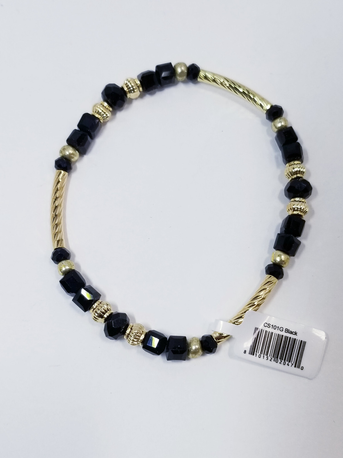 The Clothing Cove My Fun Colors Black & Gold Beaded Stretch Bracelets Set of 12