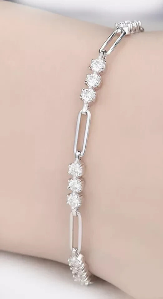 5.50 Ct Round Simulated Diamond 14K White Gold Plated Stylish Tennis Bracelet