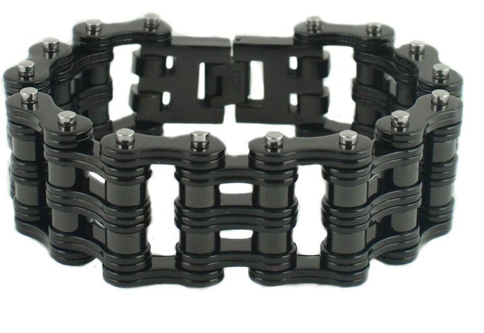 Black Men’s Primary Motorcycle Bike Chain Bracelet Stainless Steel 160