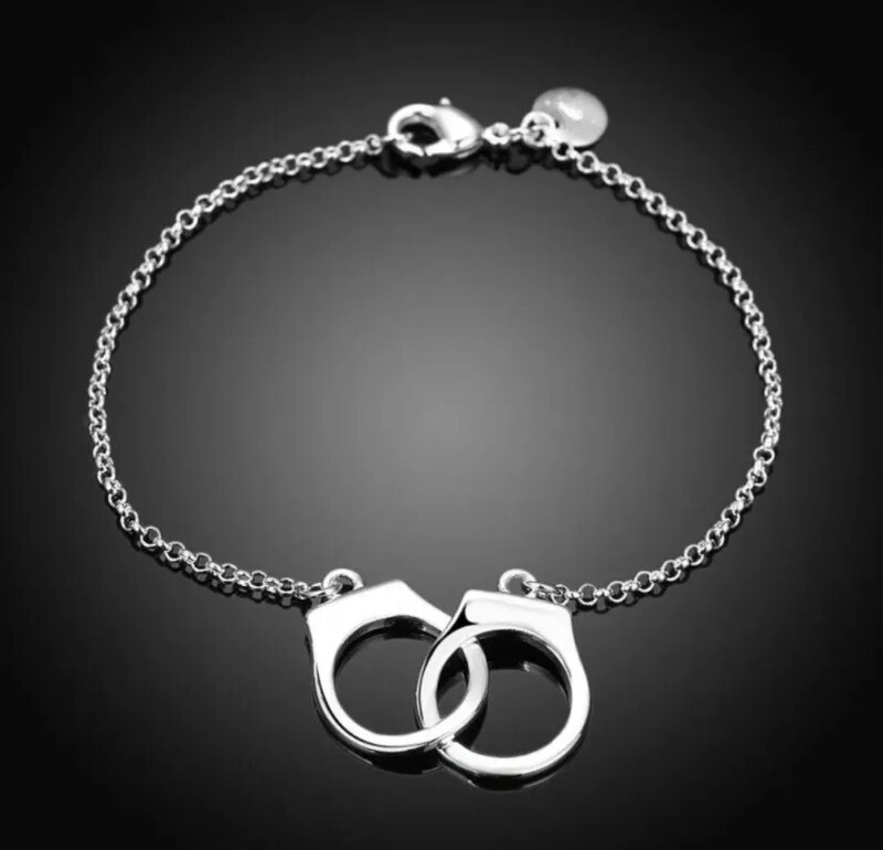 Handcuff Bracelet Zinc Alloy Silver Tone New Factory Sealed