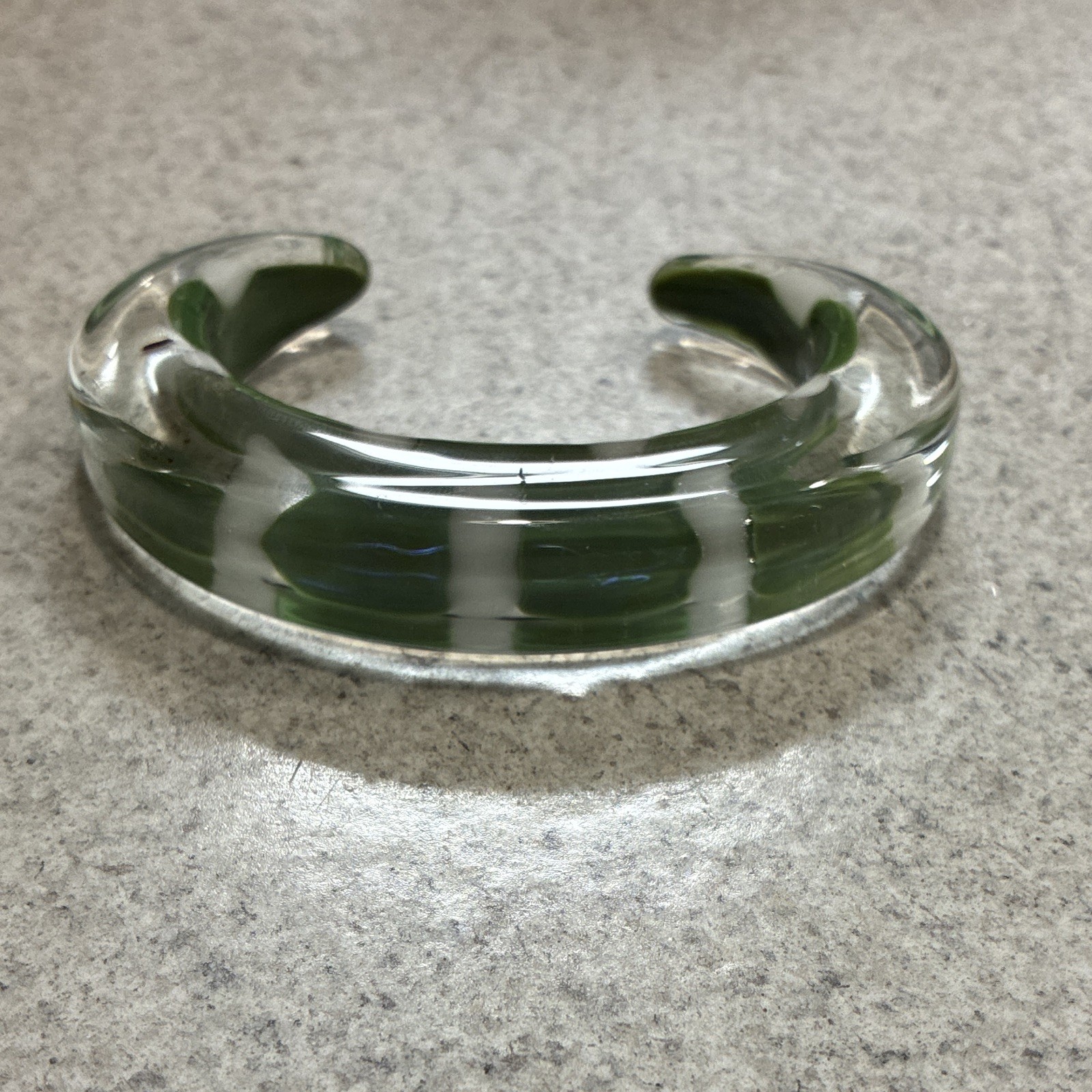 Green & Clear Glass Cuff Bracelet