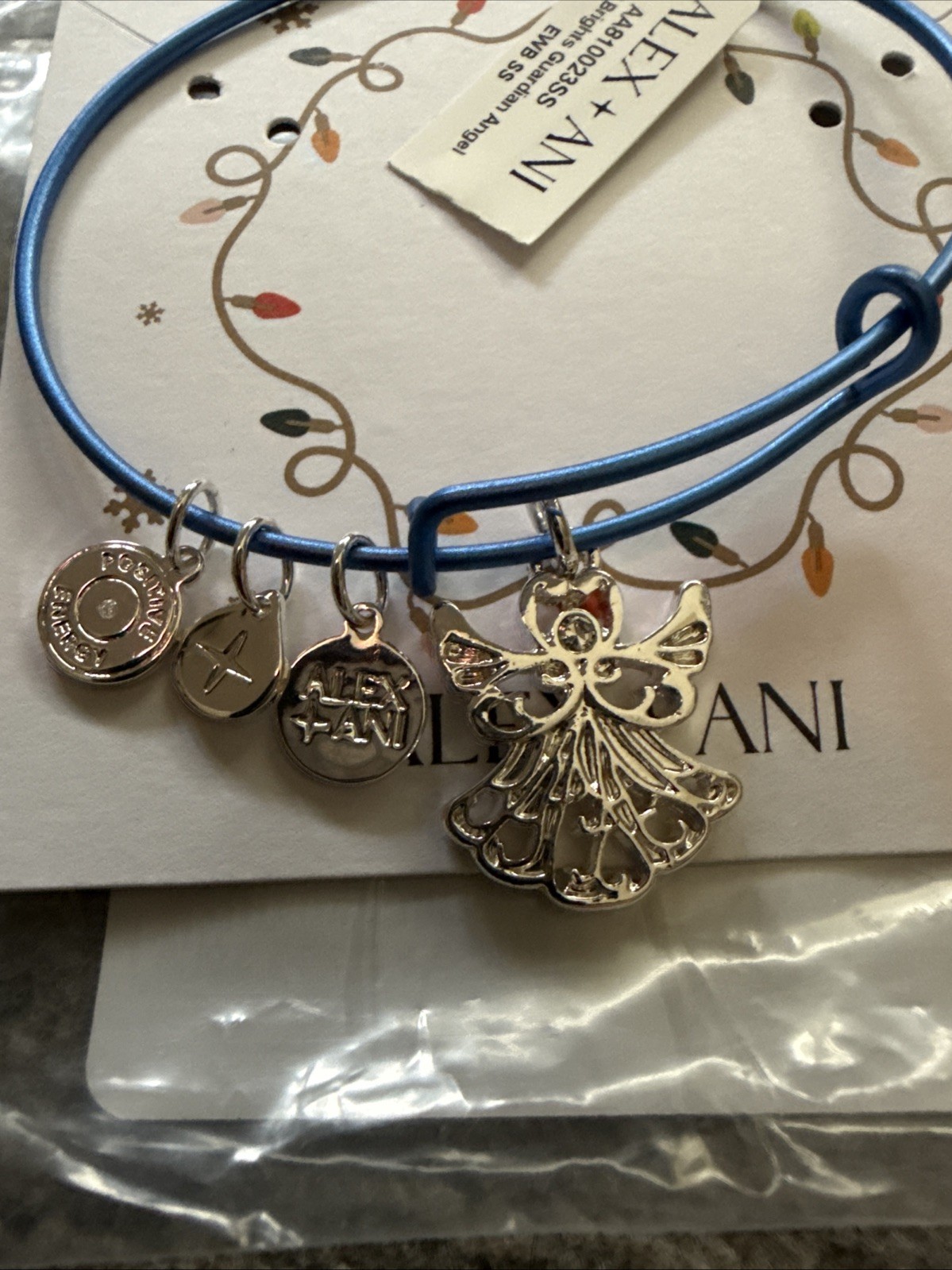 NEW! ALEX and ANI Colorful Holiday Angel Charm Bangle Bracelet