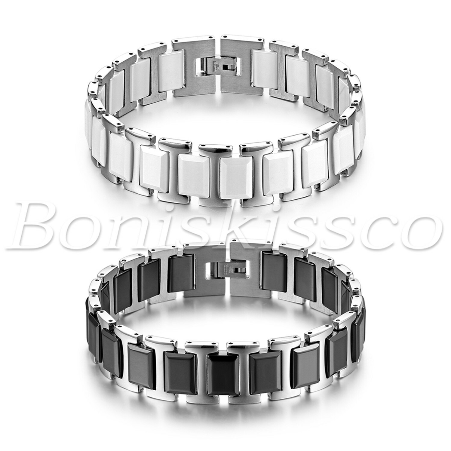 16MM Heavy Wide Ceramic Stainless Steel Link Healthy Wrist Bracelet Gift For Men