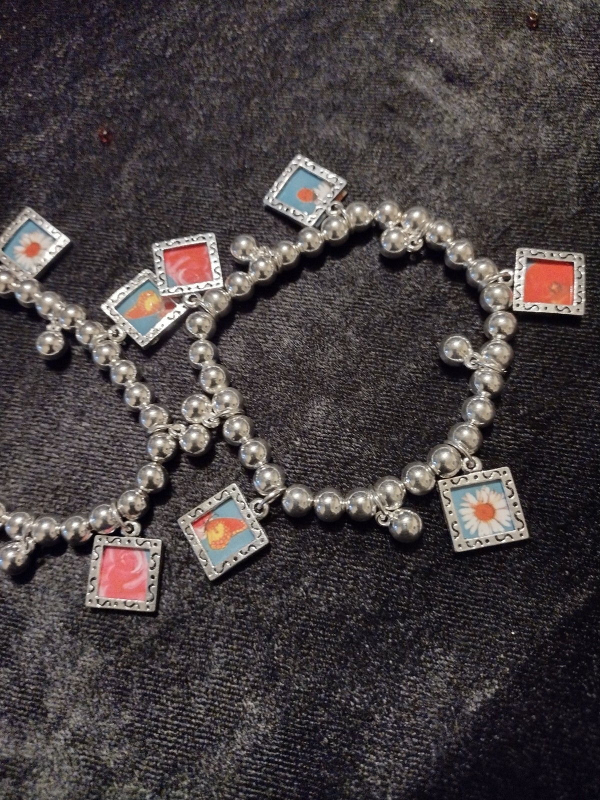 Silver beaded Picture Bracelet