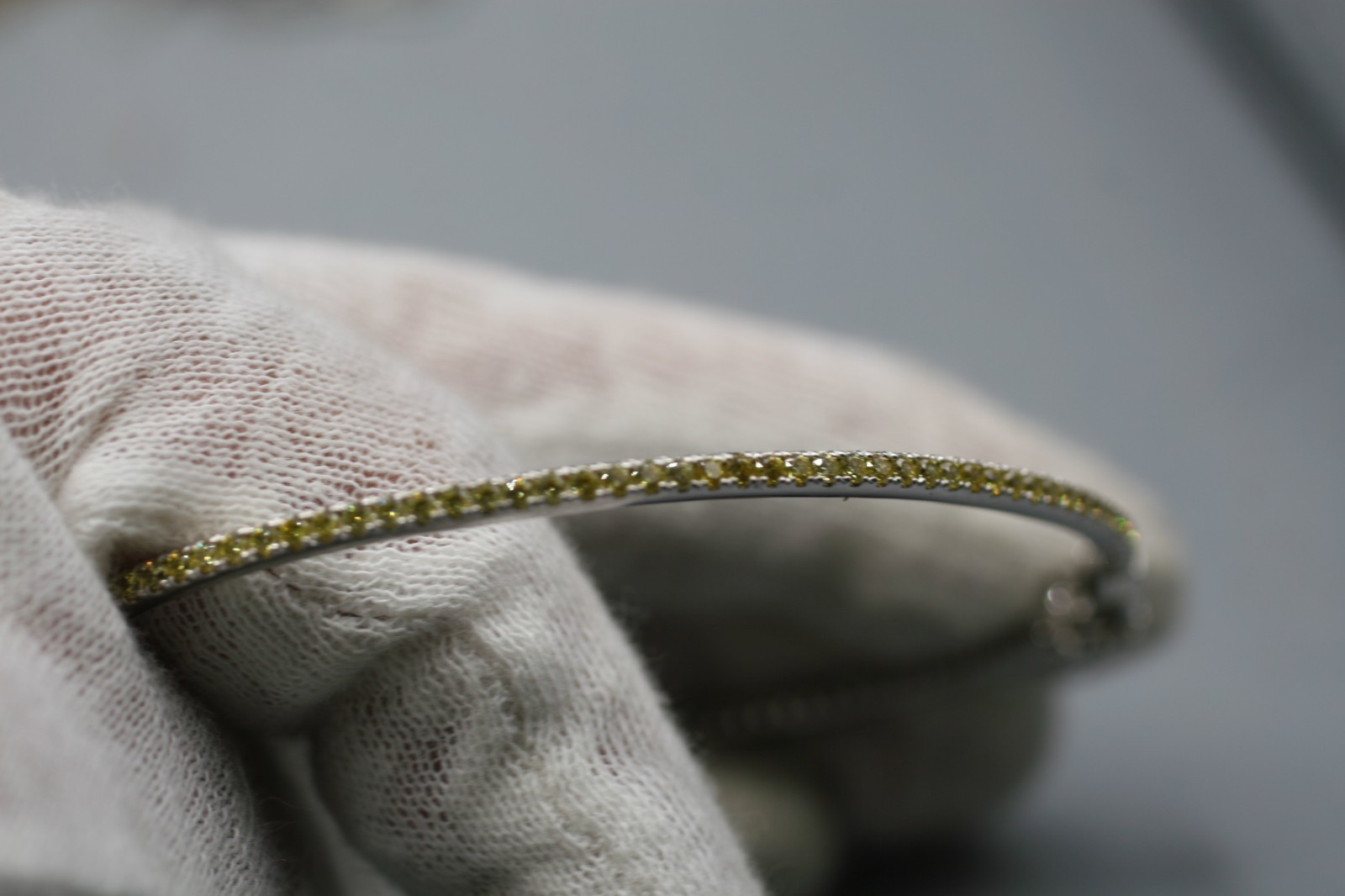 Stackable Oval Bangle Bracelet Yellow CZ Sterling Silver R7