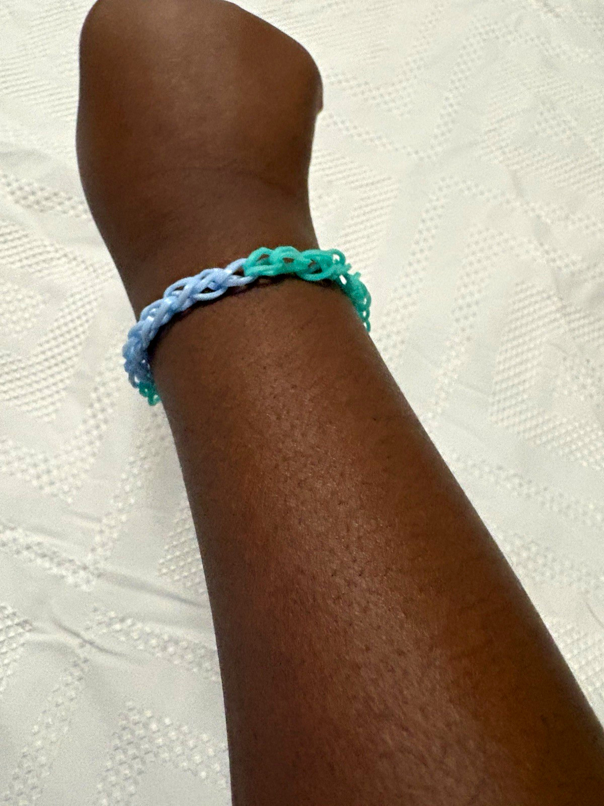 Blue & Green Plastic Curb Link Chain Bracelet, Slip-On Closure, No Stone
