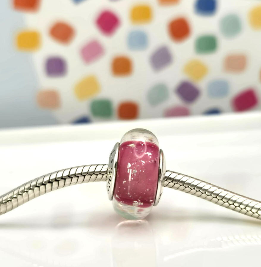 Authentic Pandora Disney Frozen Anna’s Pink Signature Color Murano Charm