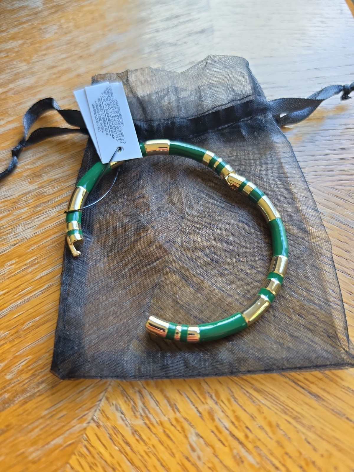 Chico’s Green Enamel Hinge Bangle