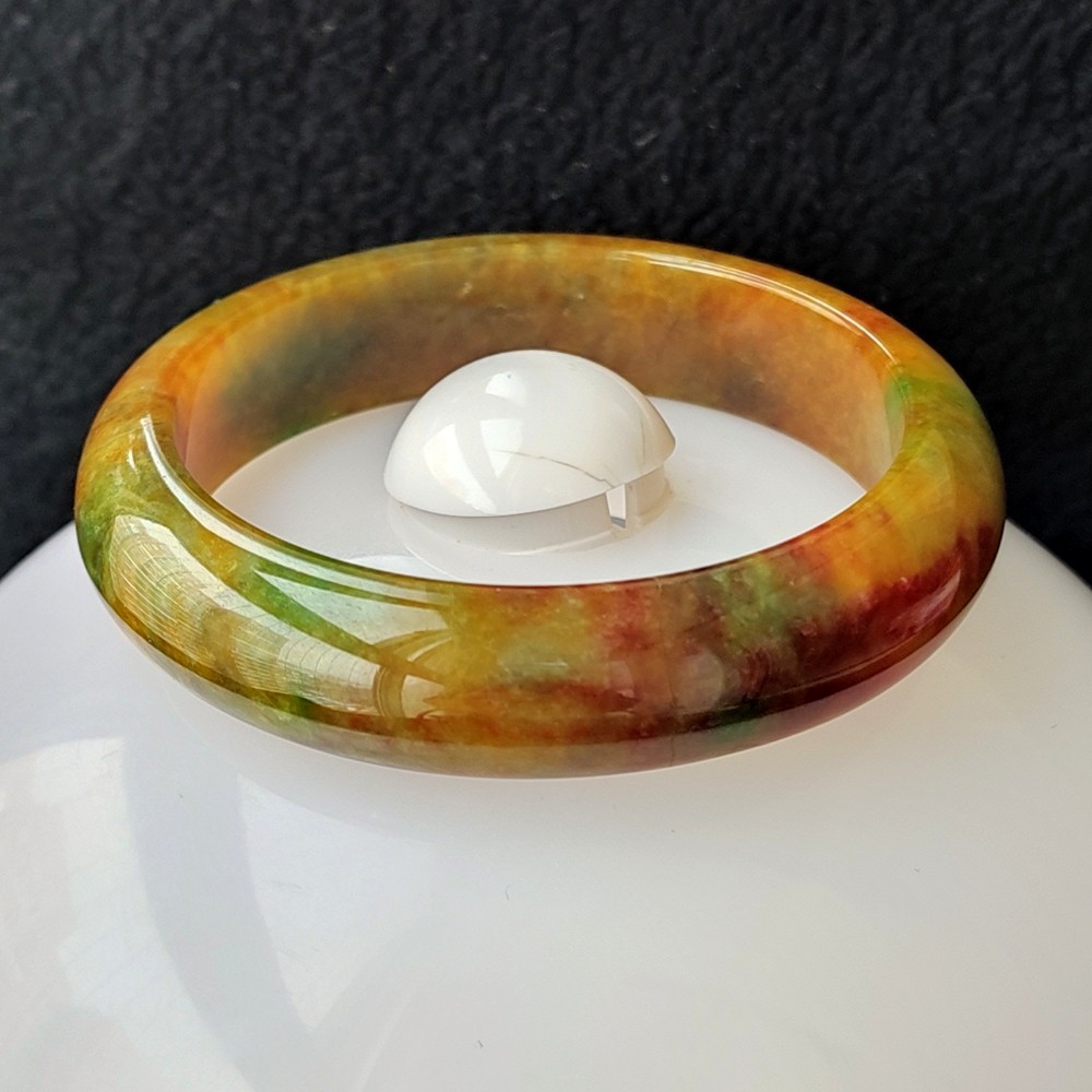 Certified Grade A Multicolor 55mm Natural Burma Jade jadeite Bangle Bracelet
