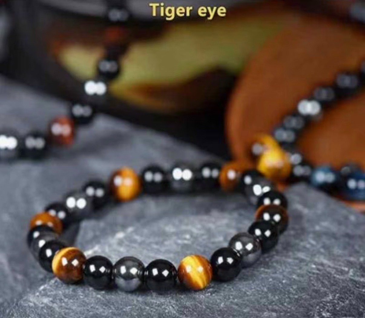3Pcs Triple Protection Bracelet Set Yellow Red Blue Tiger Eye Hematite Obsidian