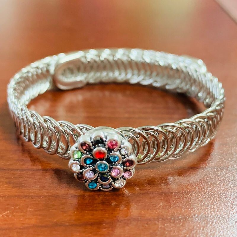 Mini Snap Jewelry Bracelet Silver Plated Wrap fits 12mm Ginger Petite Adjustable
