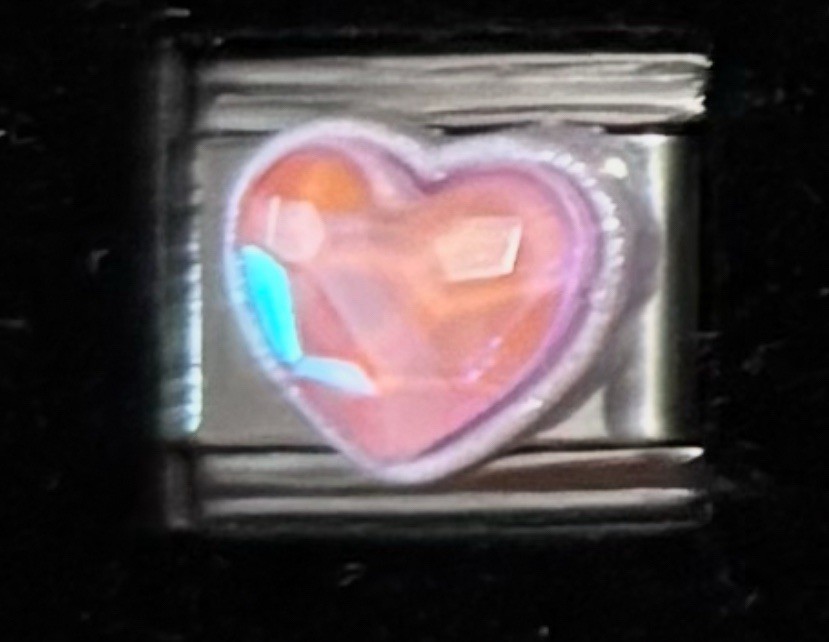 Raised Resin Heart Italian Charm Enamel Link 9MM K22 Style PH