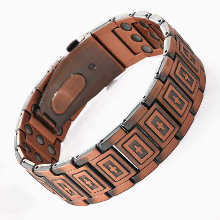 Men’s Cross Copper Magnetic Bracelet 3X Ultra Strong Magnets Arthritis Therapy