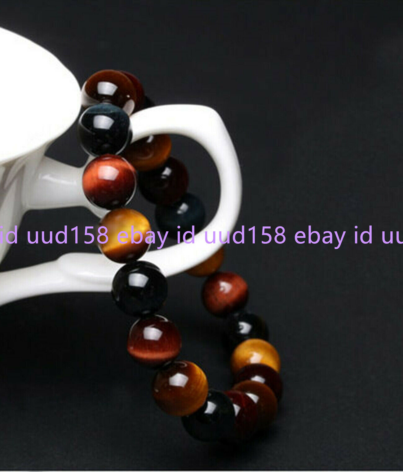 6mm-16mm Natural Colorful Tiger Eye Stone Gemstone Beads Bracelet Bangle 7.5”