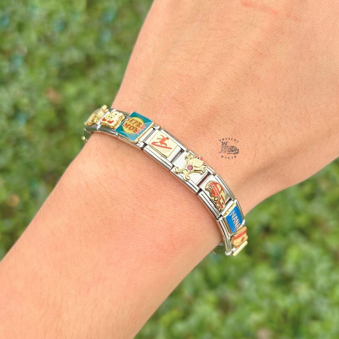 READY TO WEAR Italian Charm Bracelet with 18 Mixed Vintage Charms – Unique Gift