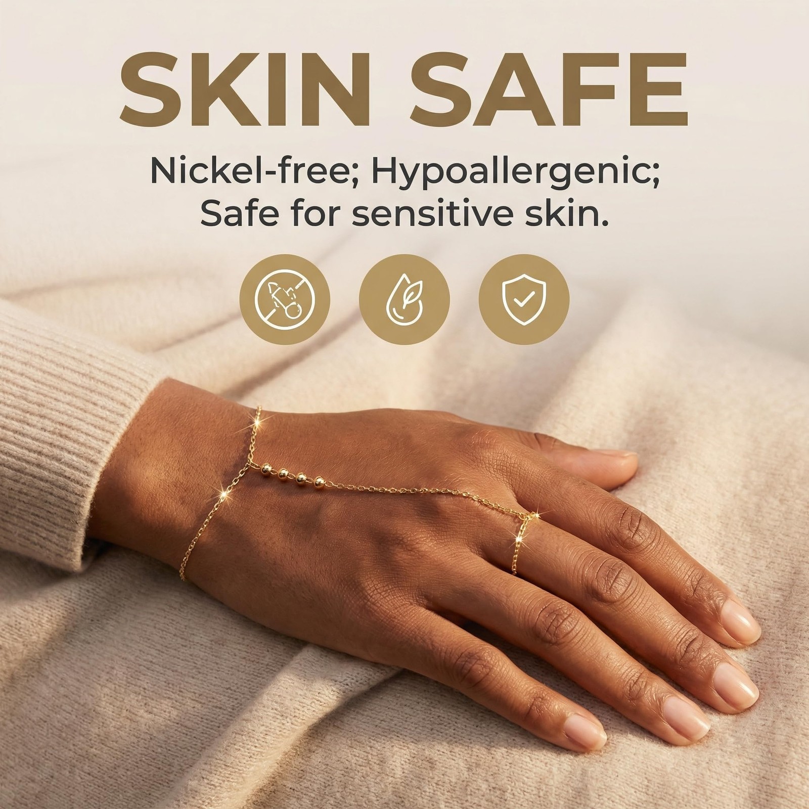 Bracelets for Women – Plated Gold Hand Chain Bracelet, Valentine Gifts Trendy…