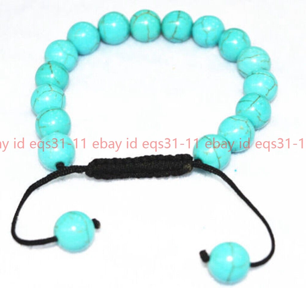 Handmade 10mm Multicolor Gemstone Round Beads Adjustable Bracelet 7.5”