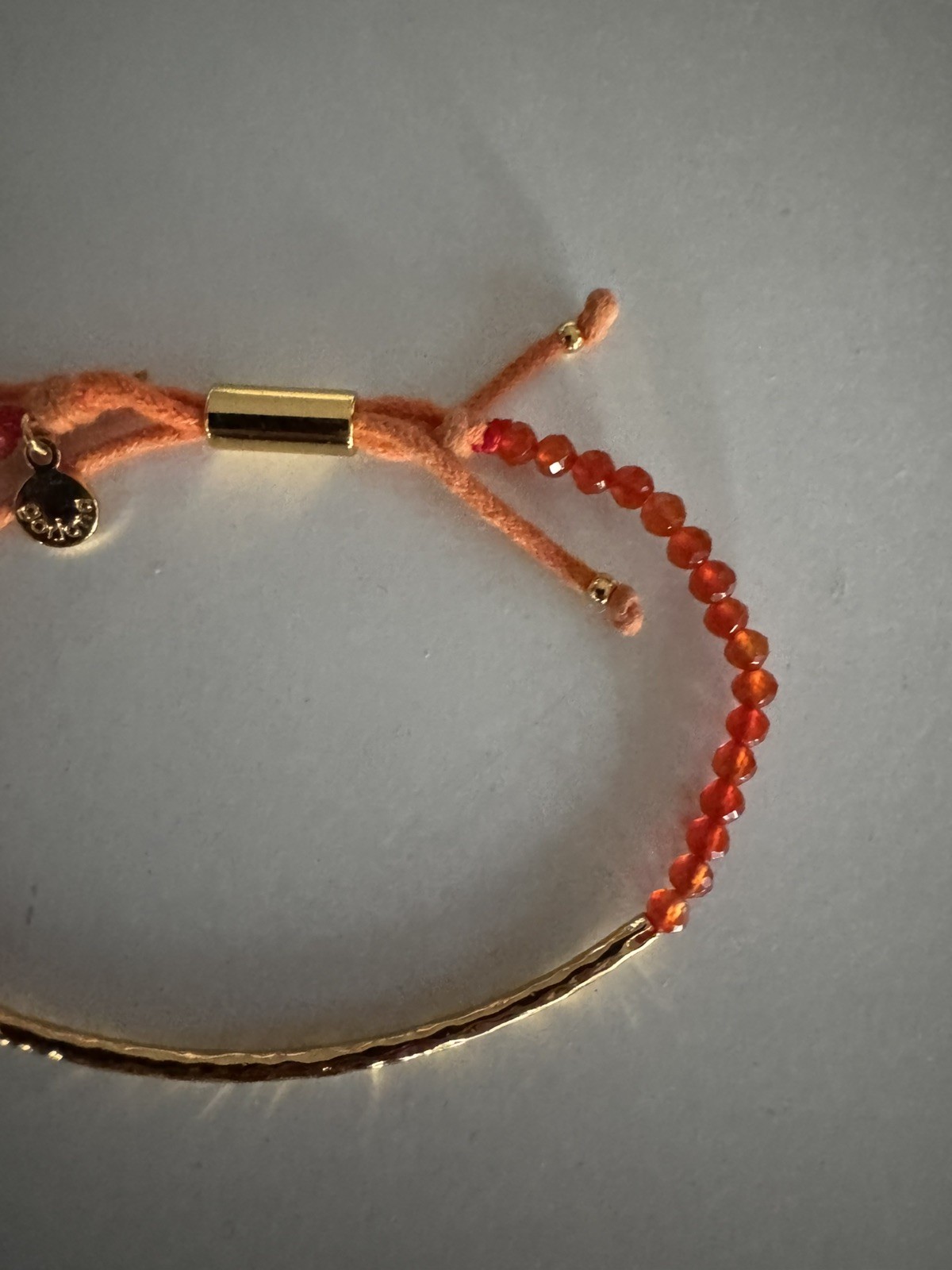 Gorjana Red Beaded Gold Bar Adjustable Bracelet Pull Cord Boho