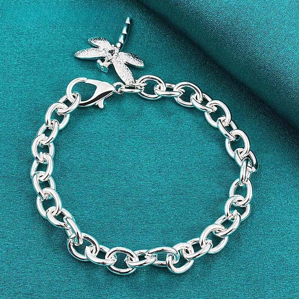 925 Sterling Silver Dragonfly Gift Bracelet for Women – Zircon Pendant Jewelry