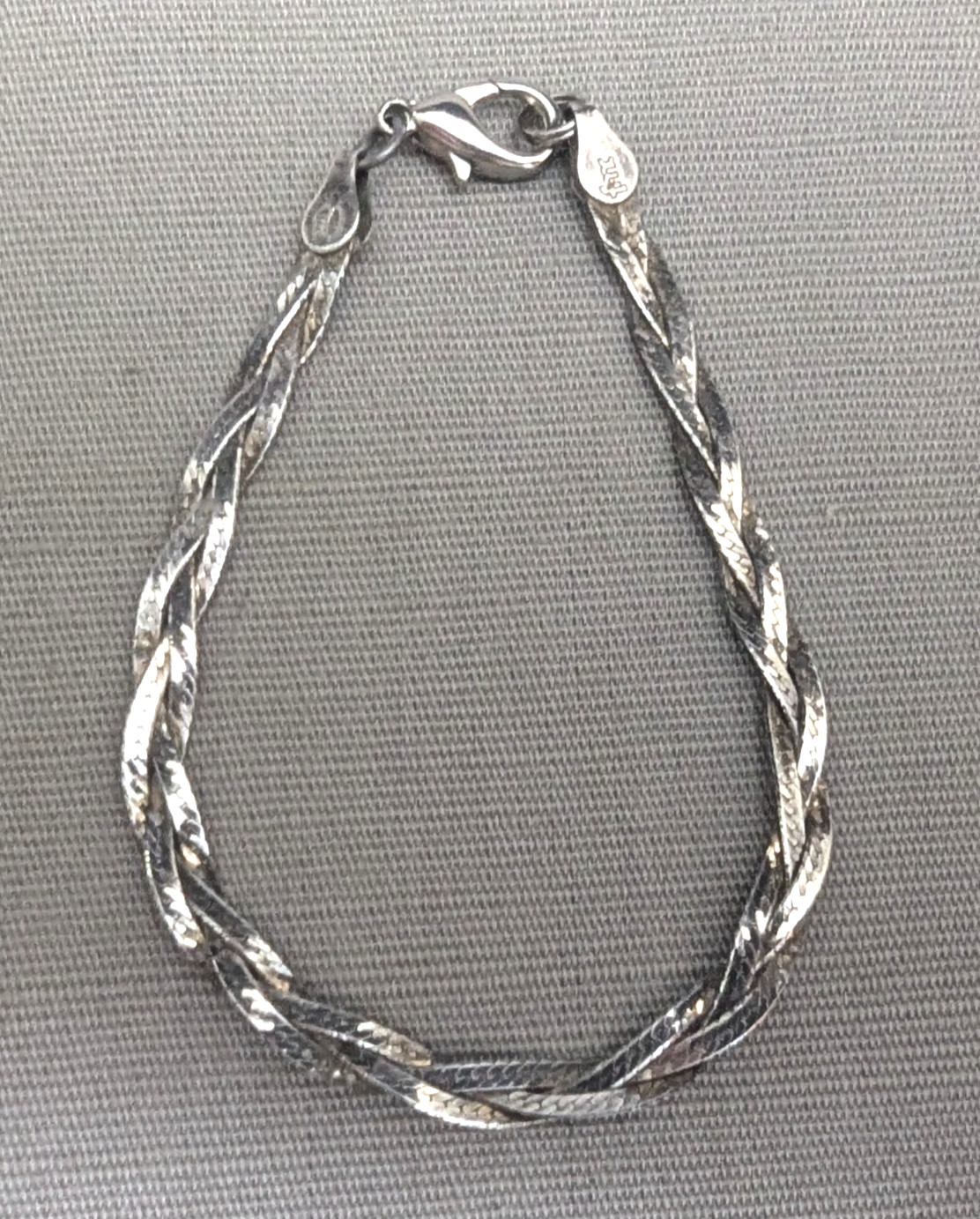 Vintage Italy 925 Sterling Silver Twisted Braided Herringbone Bracelet