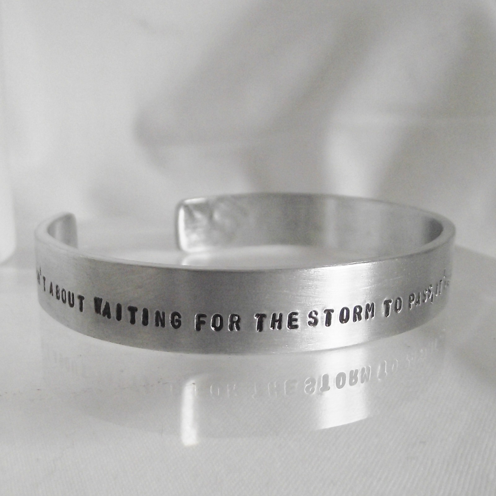 Cuff Bangle Handmade Personalised Dance in the Rain Statement Quote Bracelet